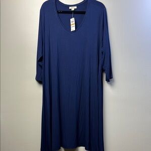 Style & Co. Blue Oversized 3/4 Sleeve Tunic